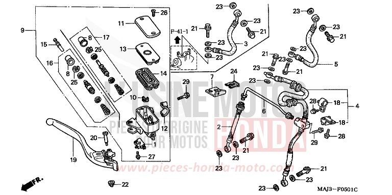 FR. BRAKE MASTER CYLINDER (ST1100A) for Pan-European ABS MUTE BLACK METALLIC (NH359) from 1996